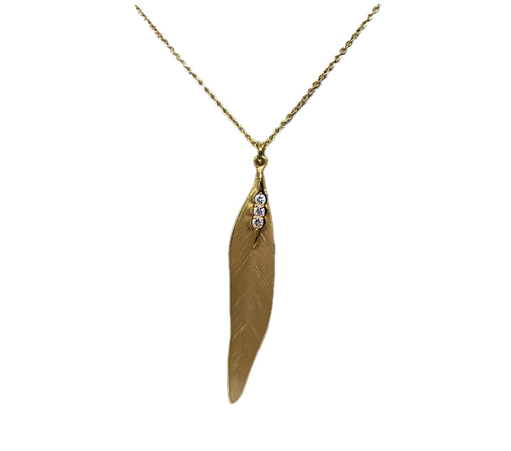 14KY Gold & Diamond Leaf Necklace