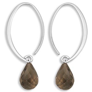 Sterling Silver "Sweep" Earrings with Smoky Quartz Briolettes