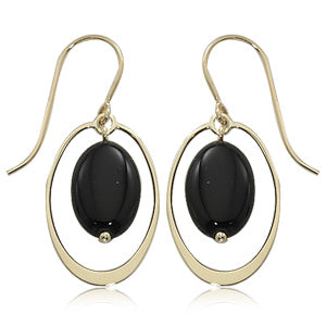 14KY Gold & Black Onyx "Lentil" Earrings