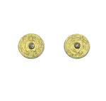 14KY Gold Petite Disc Post Earrings with Diamonds
