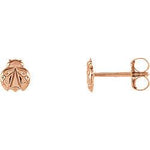 14K Rose Gold Ladybug Earrings