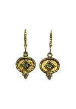 14K Yellow Gold and Diamond Coin Earrings