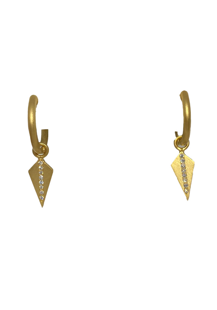 14KY Gold & Diamond Petite Hoop Charm Earrings