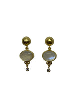14KY Gold, Diamond and Moonstone Drop Earrings