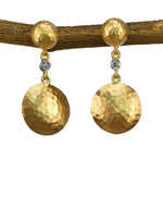 Hammered 14K Gold & Diamond Disc Earrings